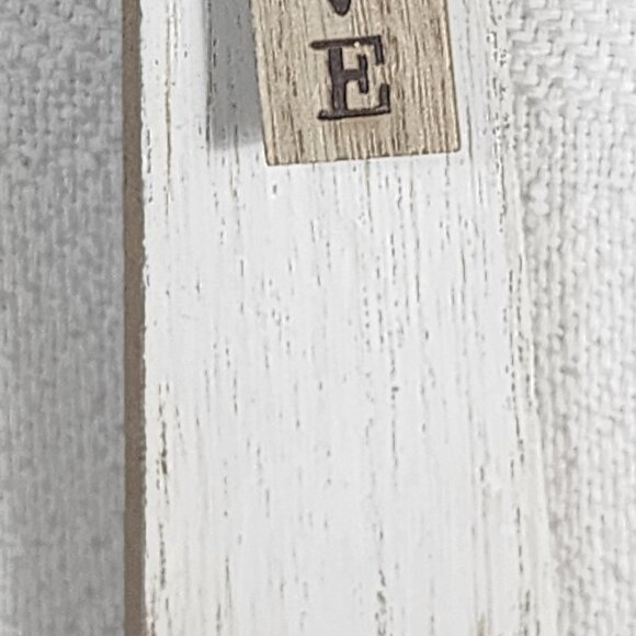 Rustic Whitewash Embossed Particle Board Beaded Faux Wood Love Sign on 8" Cross - Picture 4 of 16